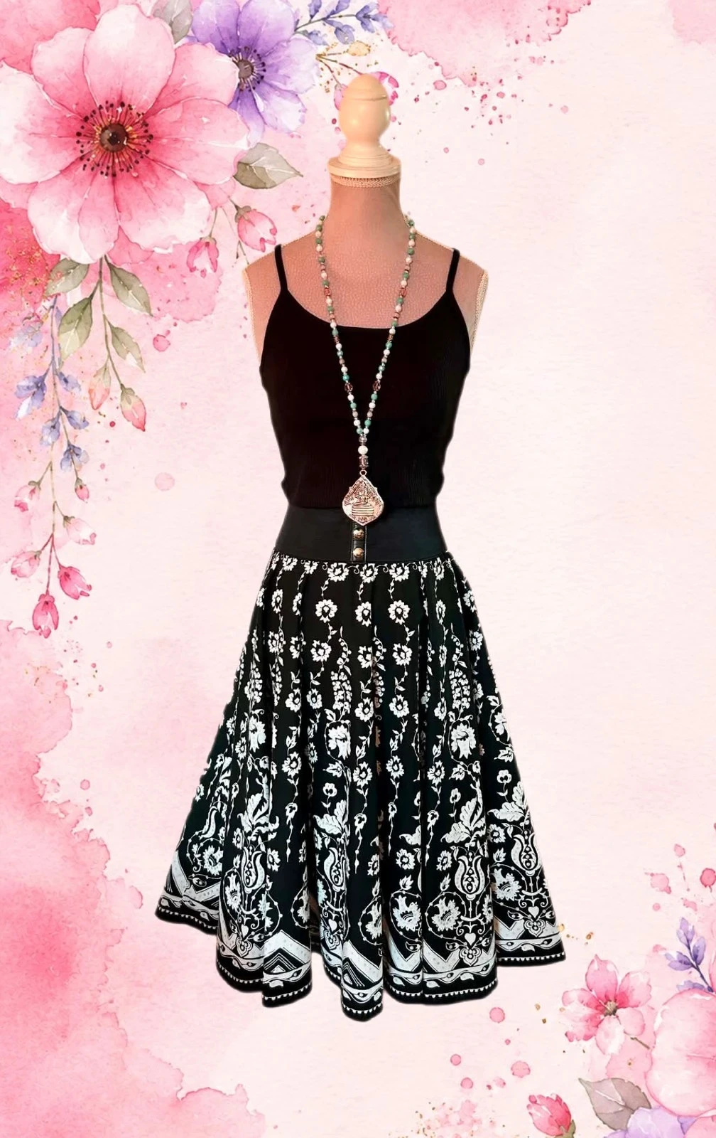 🖤🌿Vintage 2000s katoenen dansende rok barok bohemien folk chic Full circle rok 36/38🌿🖤 – photo 2